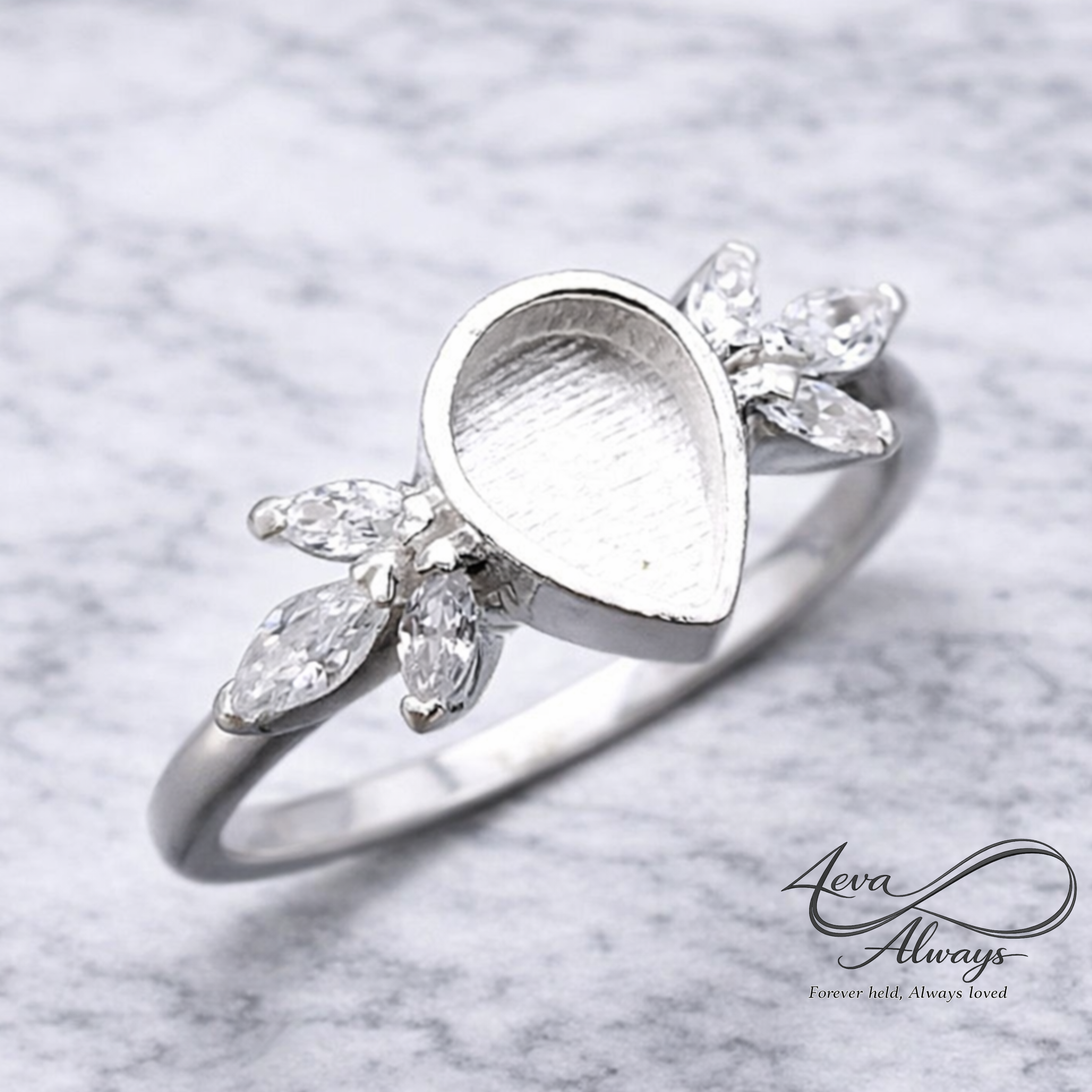 4EVA Keepsafes Josephine memorial jewelry ring featuring a delicate breastmilk-inspired design for motherhood remembrance